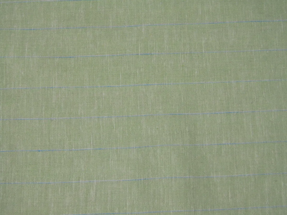 100% Linen pastel green and blue stripe 60's Lea Fabric 58" wide [10792]