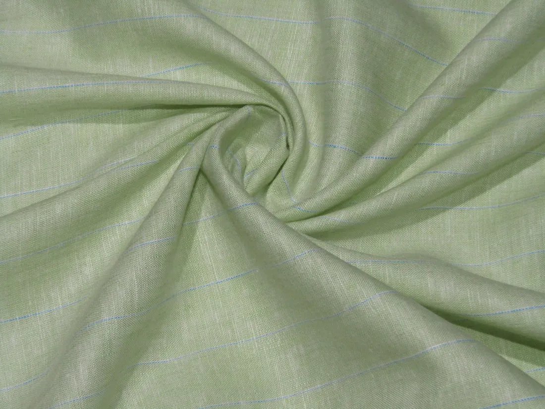 100% Linen pastel green and blue stripe 60's Lea Fabric 58" wide [10792]