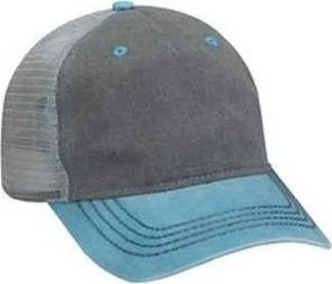 Adams EN102 Pigment-Dyed Twill & Mesh 5 Panel Trucker Cap - Charcoal Carib Gr