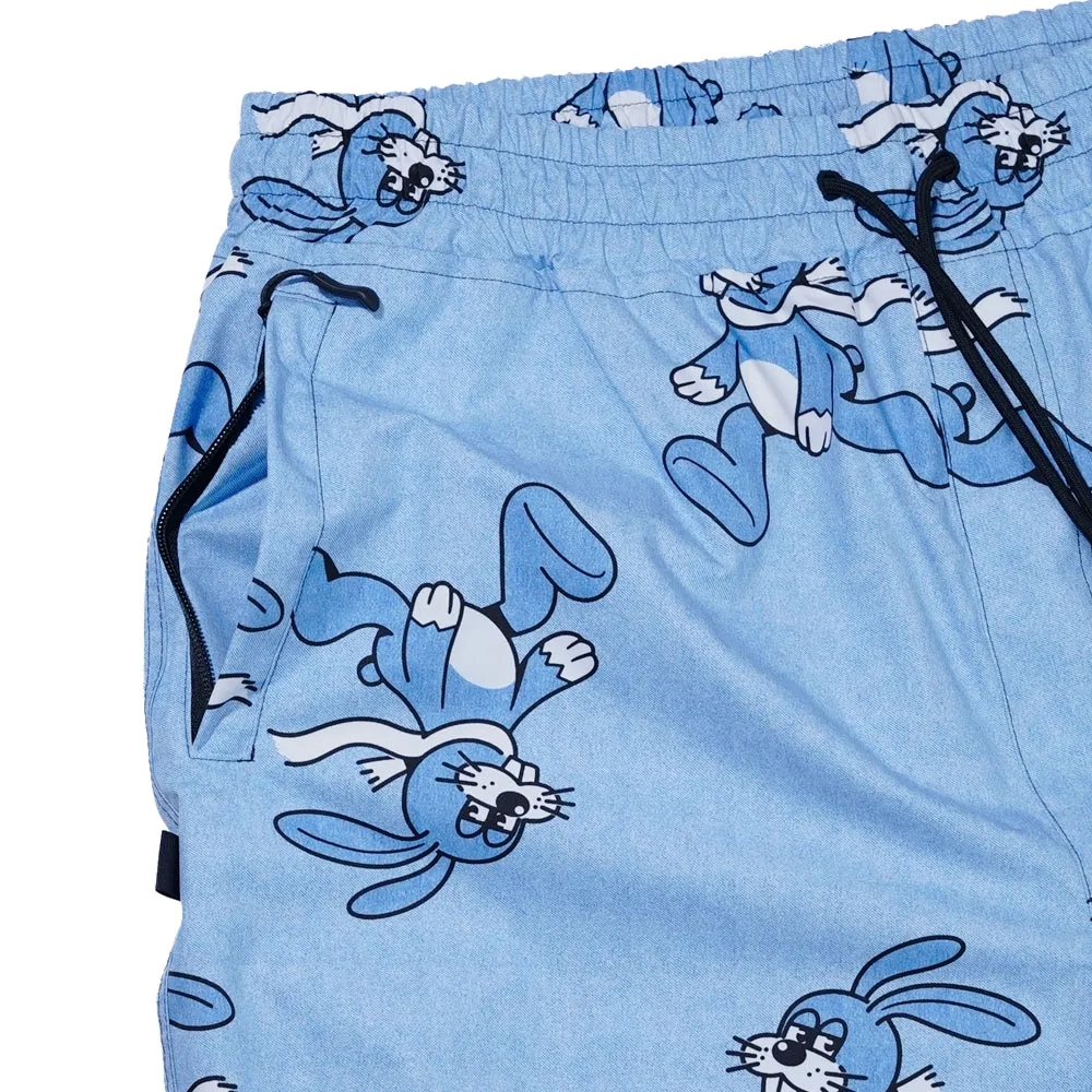 ALL OVER SUNDAY RABBIT WIDE TRACK PANTS LIGHT BLUE