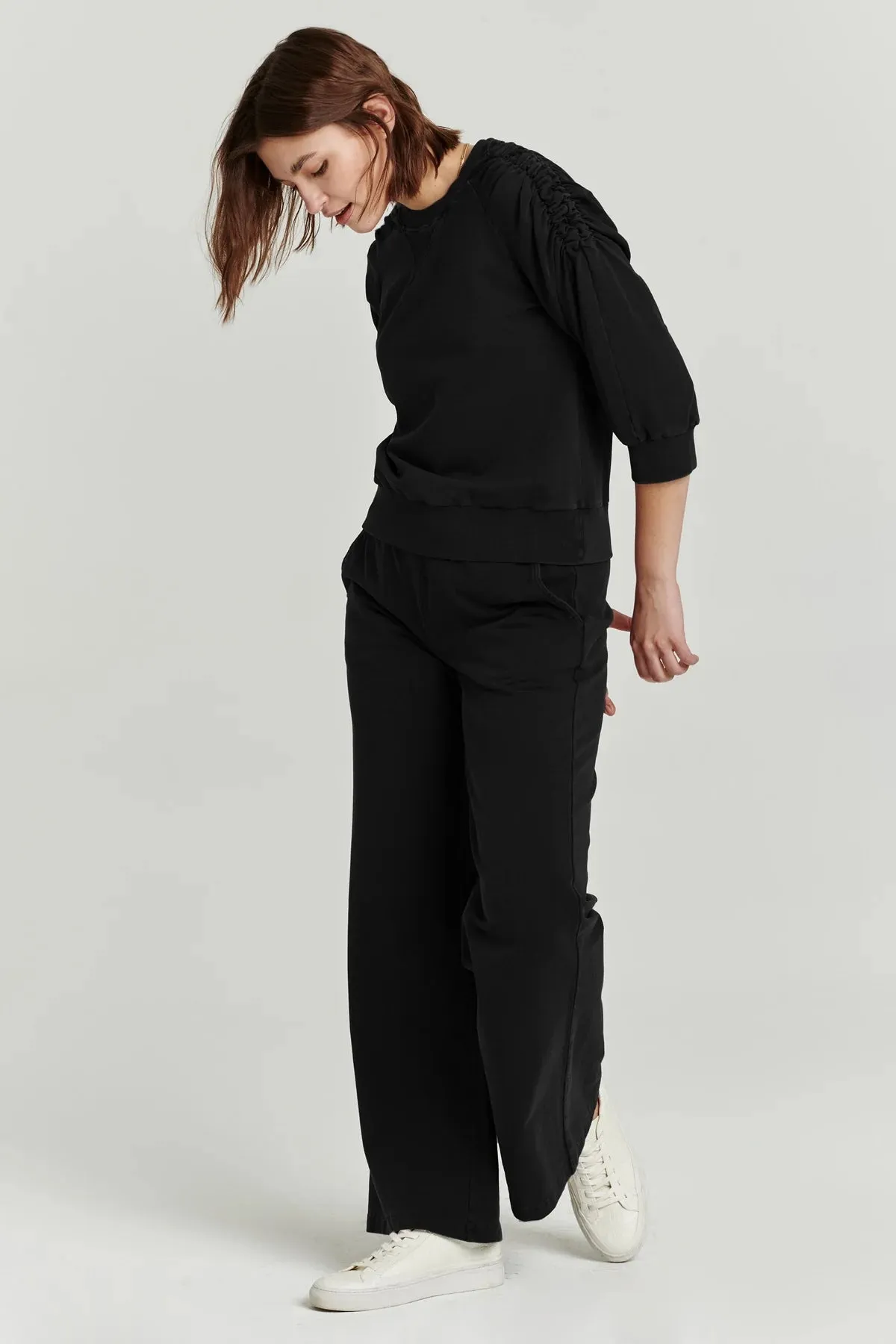 Another Love Quincy Wide Leg Terry Pant -black