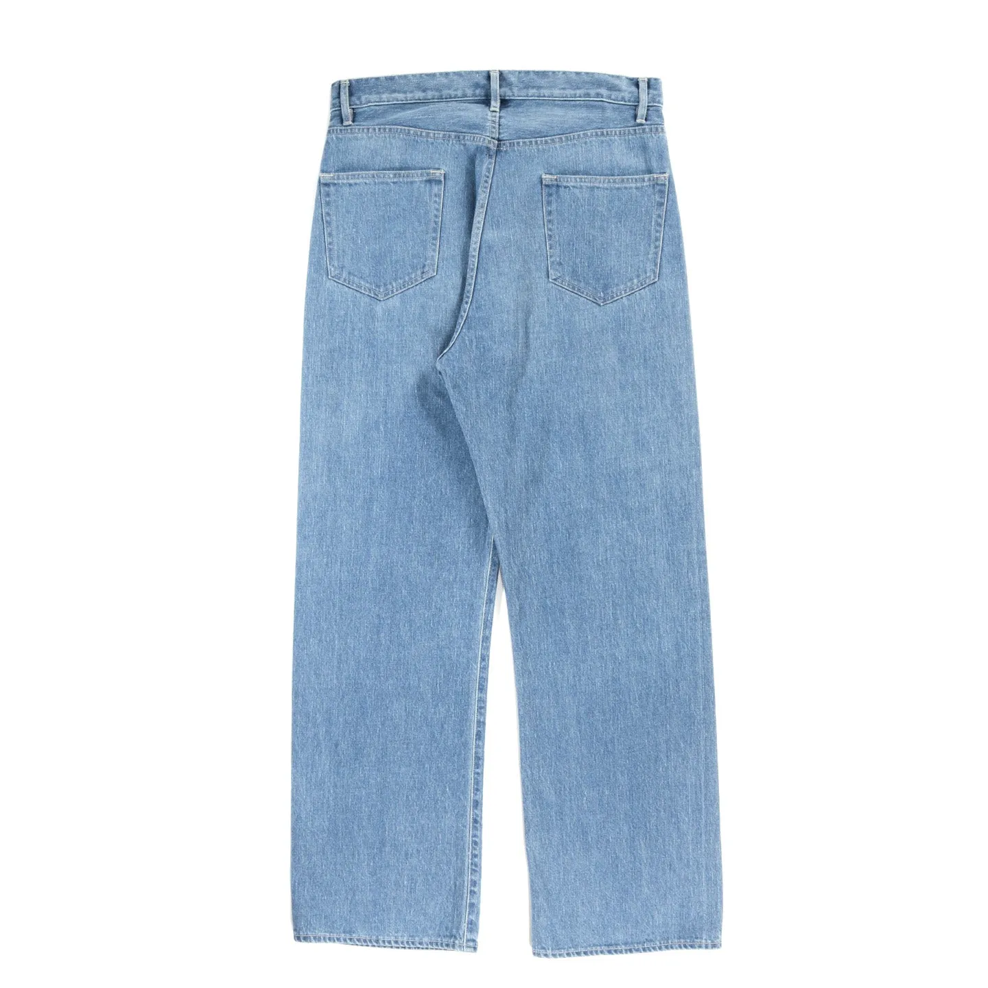 AURALEE SELVEDGE FADED LIGHT DENIM PANTS LIGHT INDIGO