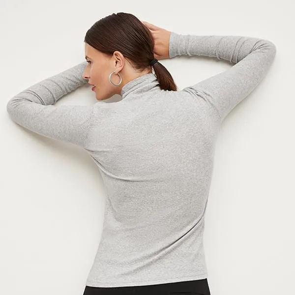 Axam Layering Turtleneck - Ribbed Pima Cotton :: Gray Melange