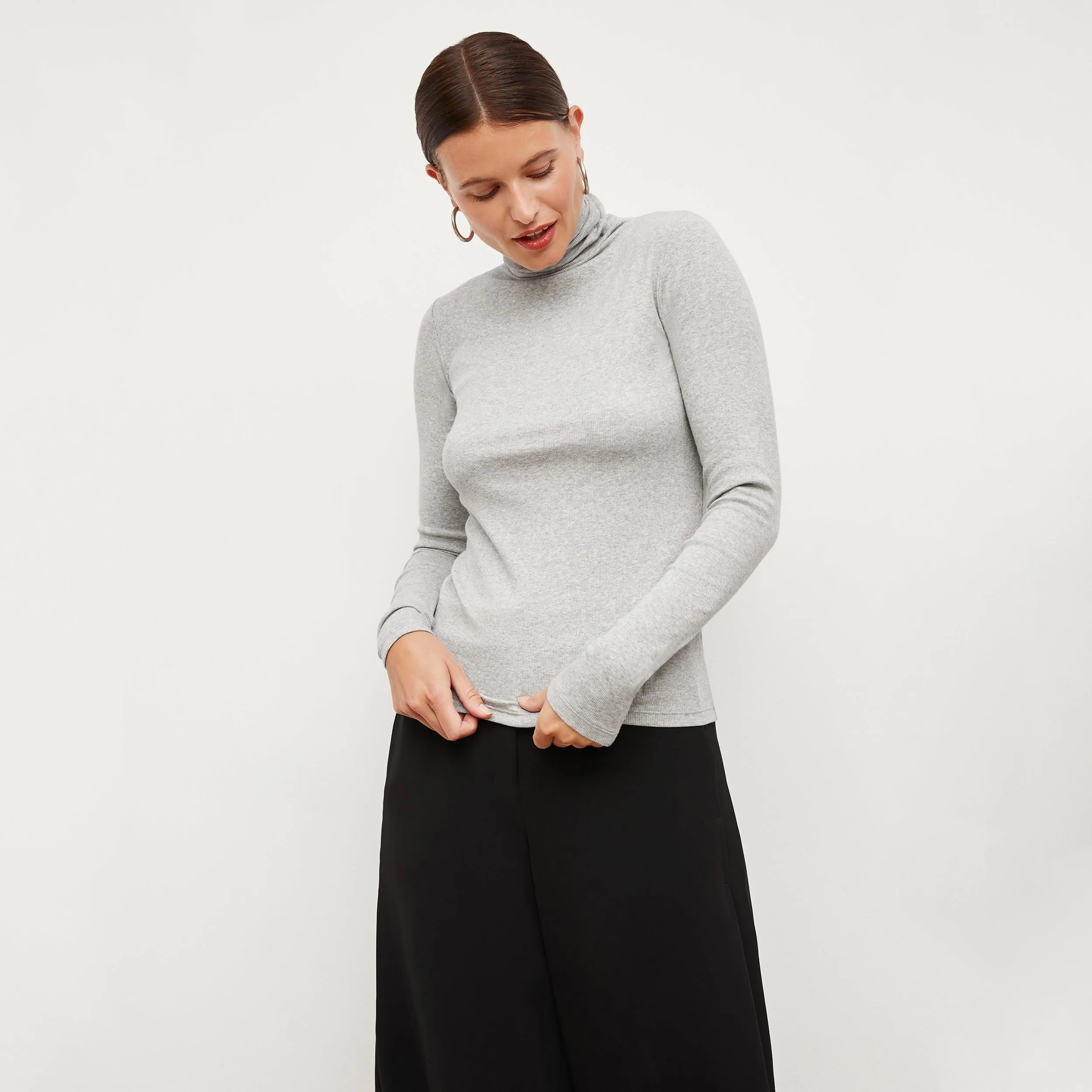 Axam Layering Turtleneck - Ribbed Pima Cotton :: Gray Melange