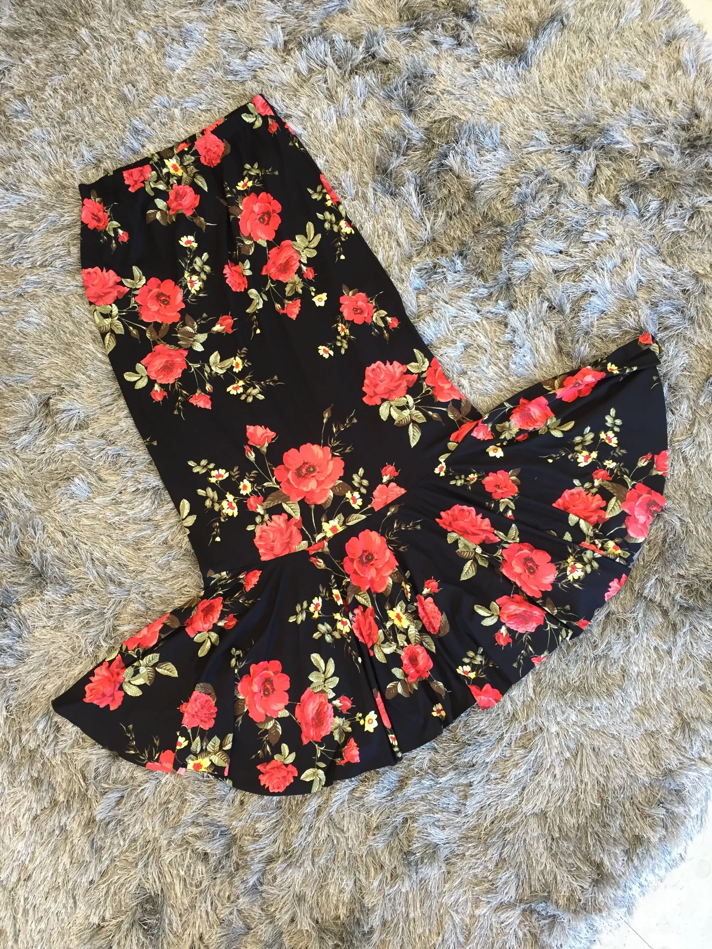 Black /Red Floral Caroline Skirt  (PL)