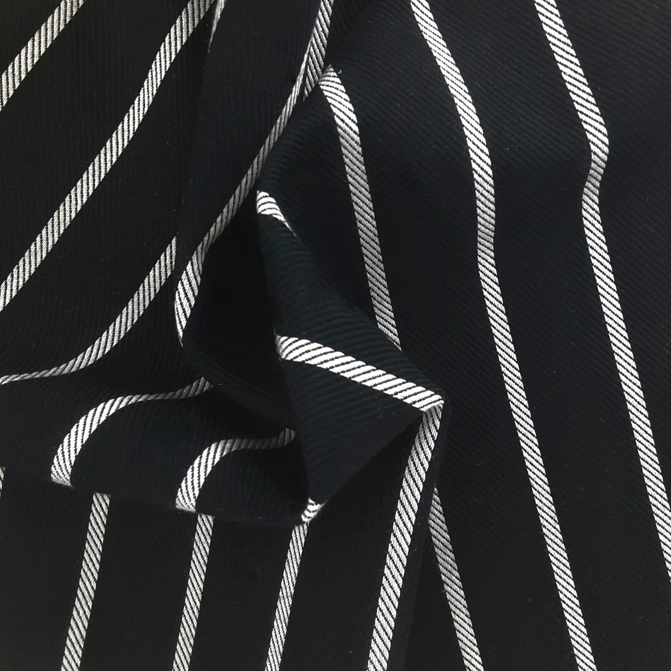 Black/White | Stripe Suiting - SKU 6687 #S1