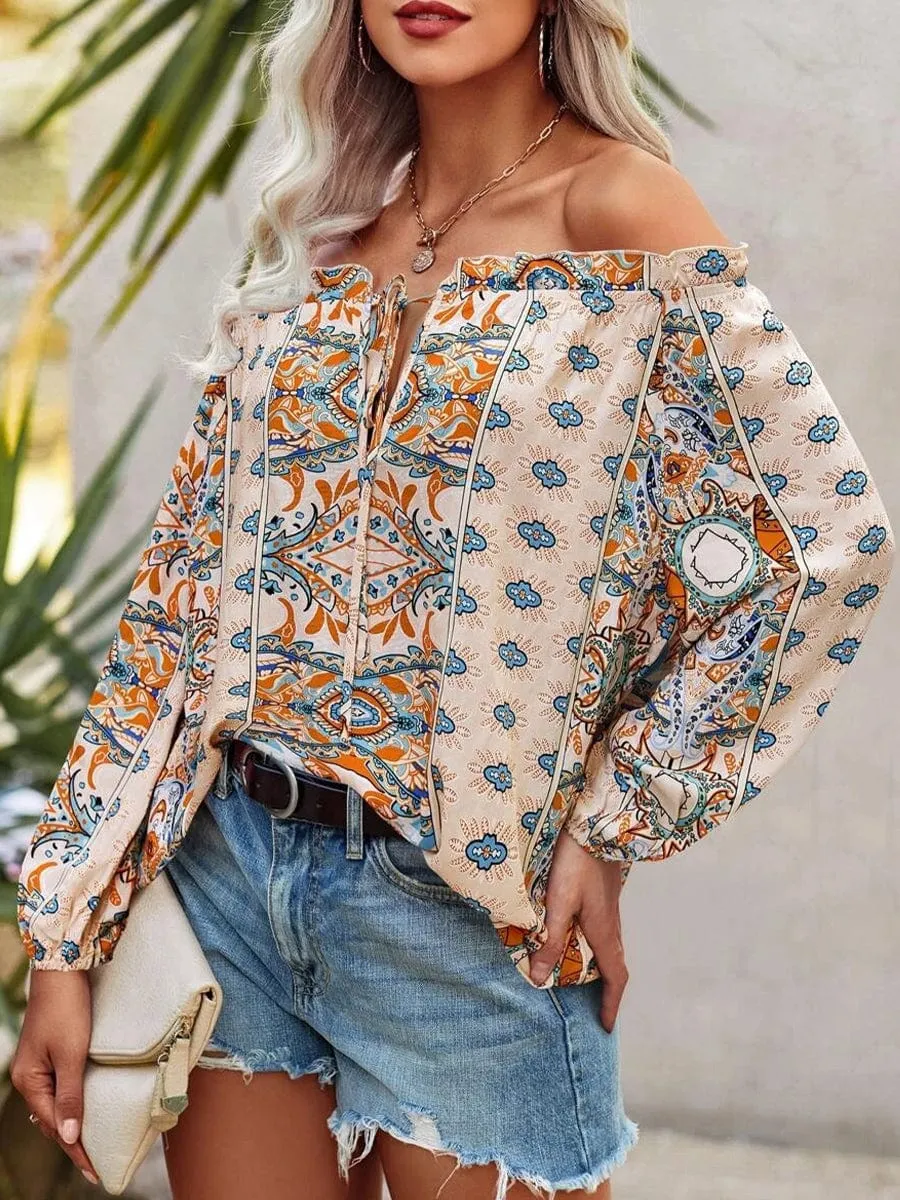 Bohemian Off-Shoulder Floral Top