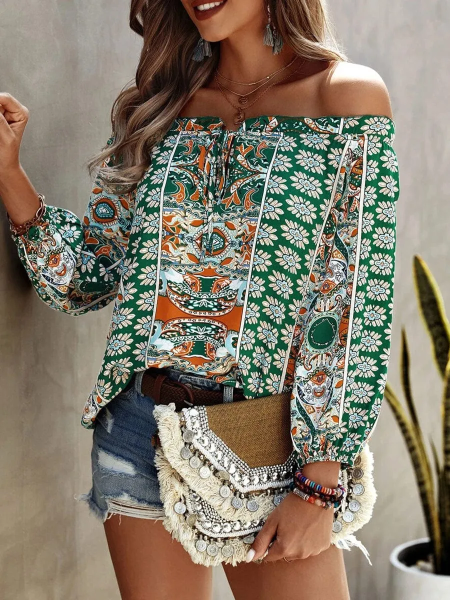 Bohemian Off-Shoulder Floral Top