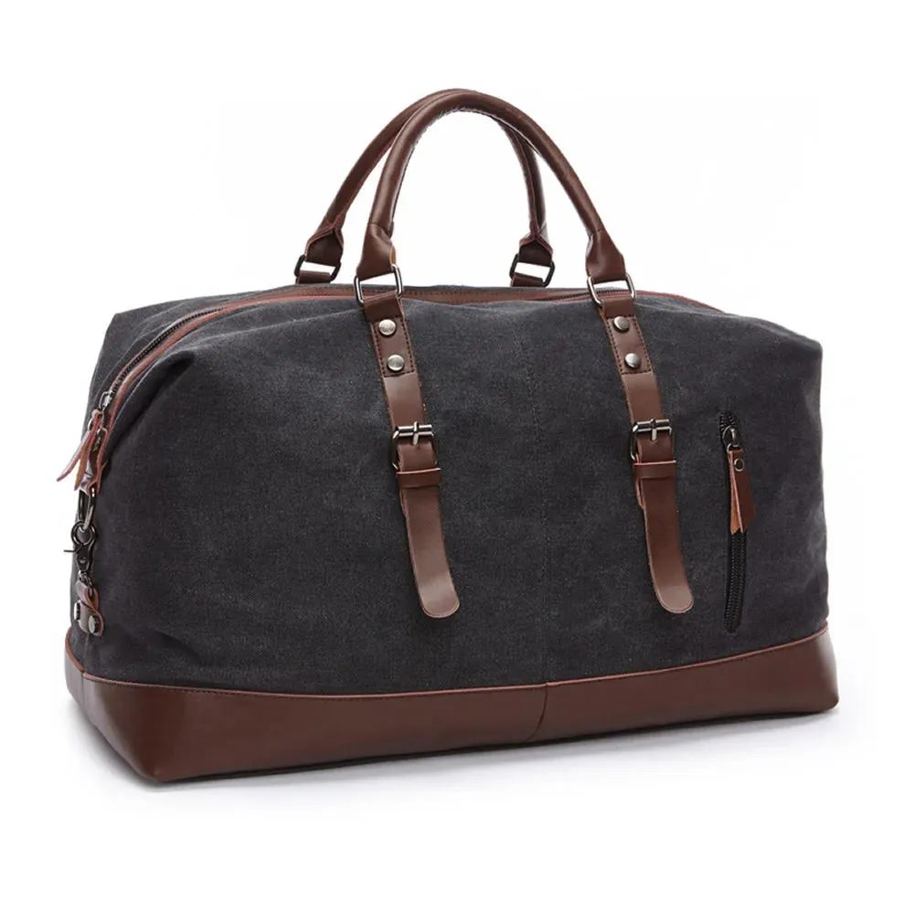 Canvas and Leather Men's Overnight Travel Bag