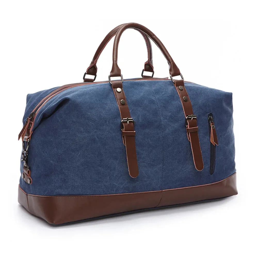 Canvas and Leather Men's Overnight Travel Bag