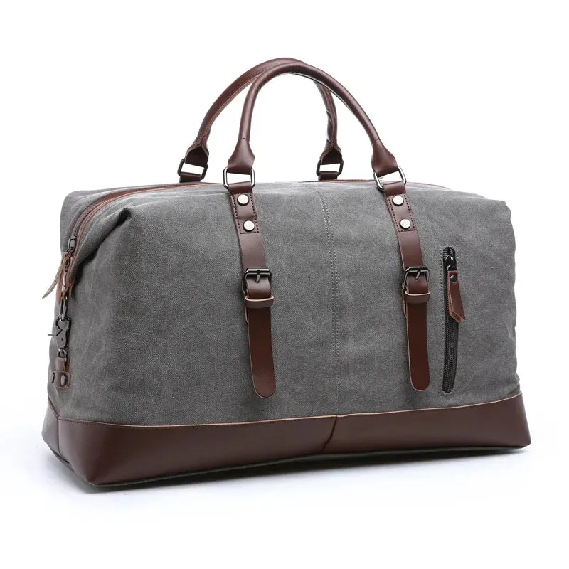 Canvas and Leather Men's Overnight Travel Bag