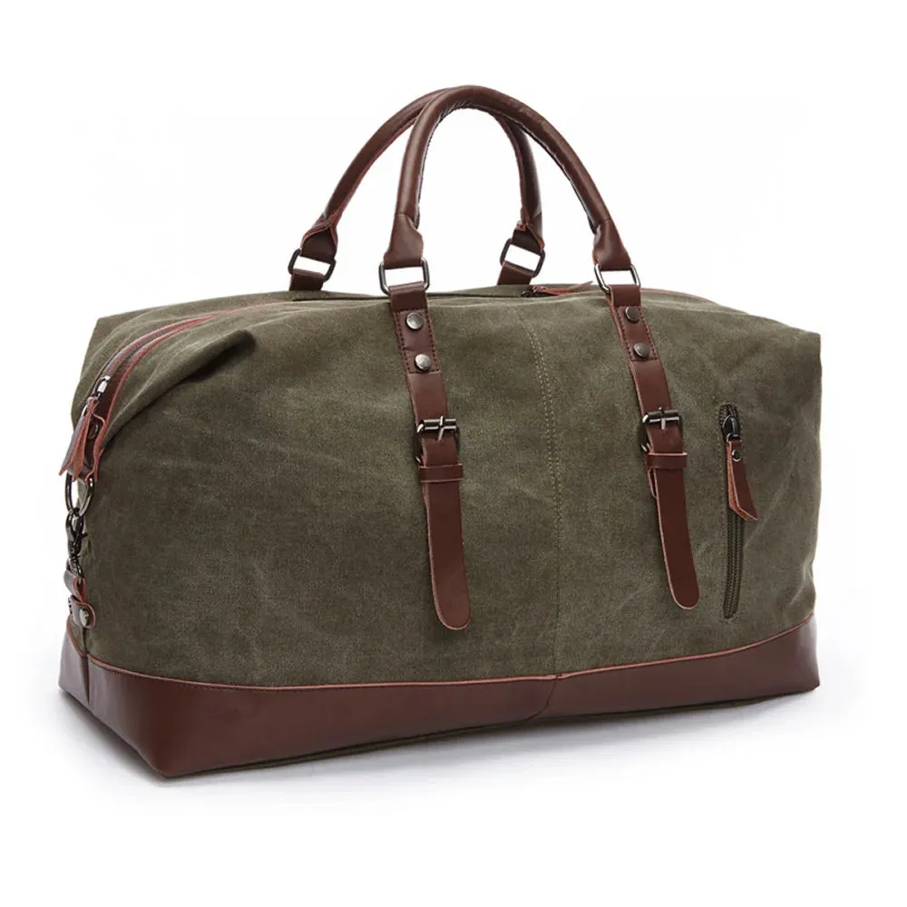 Canvas and Leather Men's Overnight Travel Bag