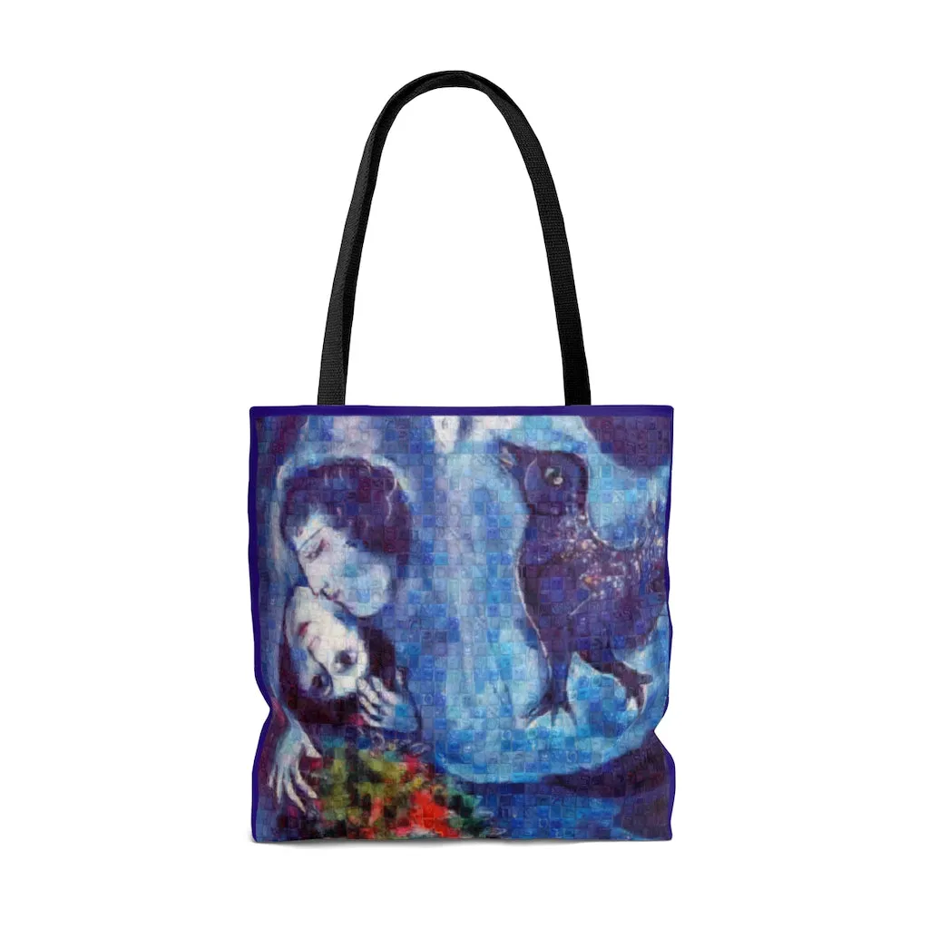 Chagall blue squared Tote Bag, photomosaic by Gabriele Levy