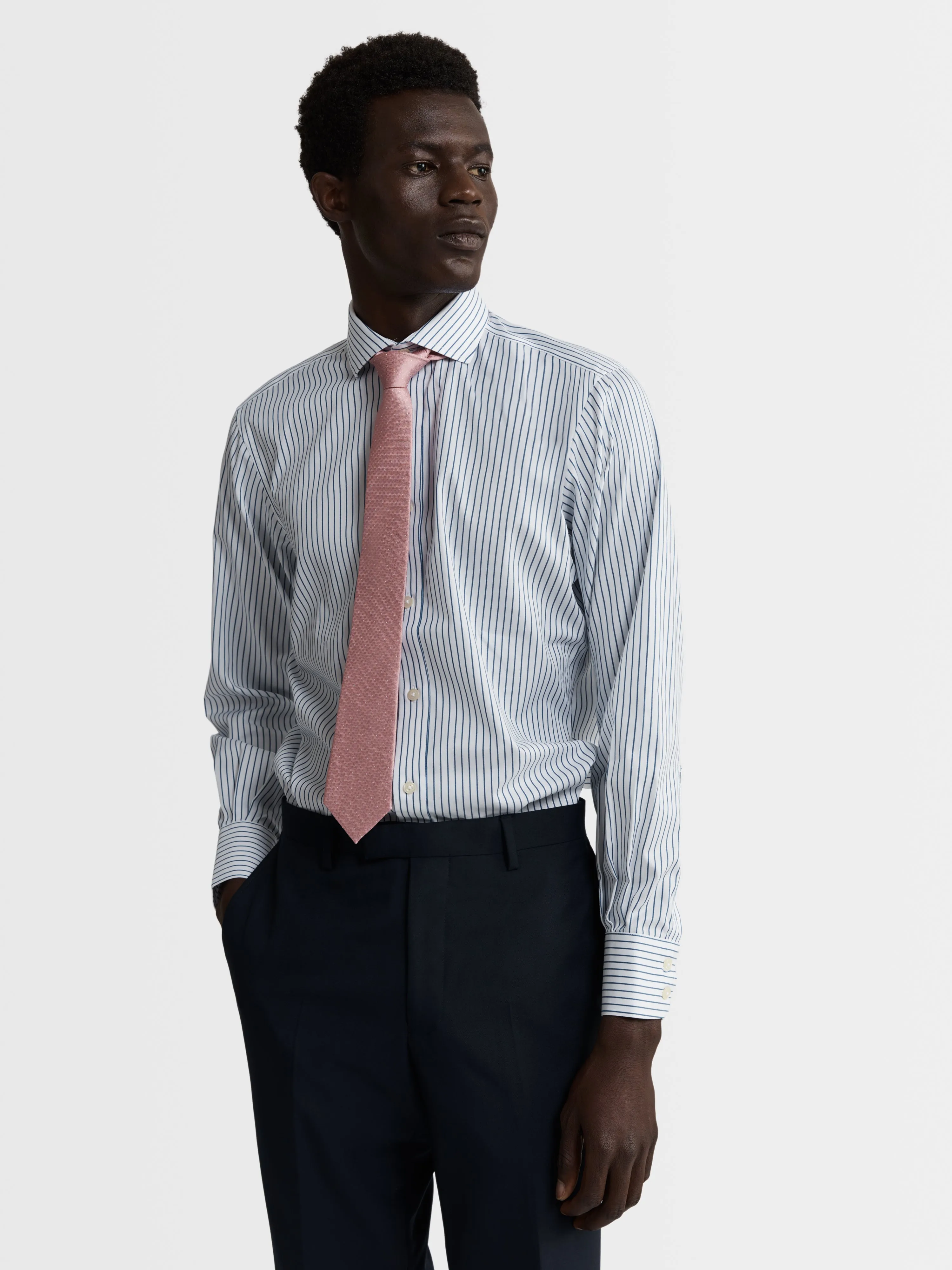 Classic Pink Pin Spot Silk Slim Tie