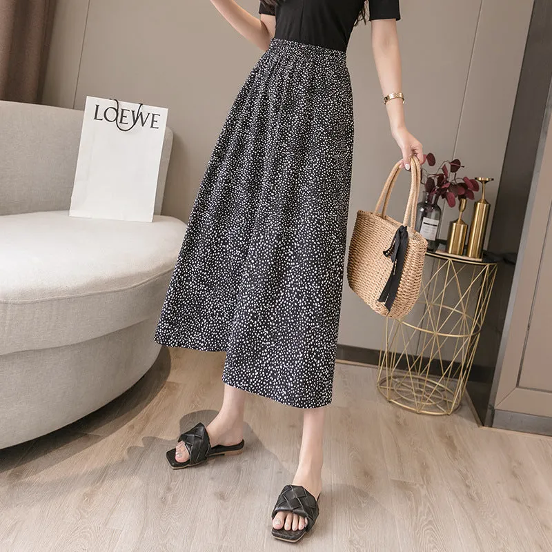 Daisy Skirt Women High Waist Floral Chiffon Long Hip Flattering A-Line Skirt