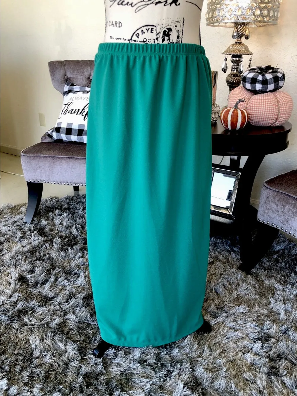 Deep Jade Classic Straight Skirt