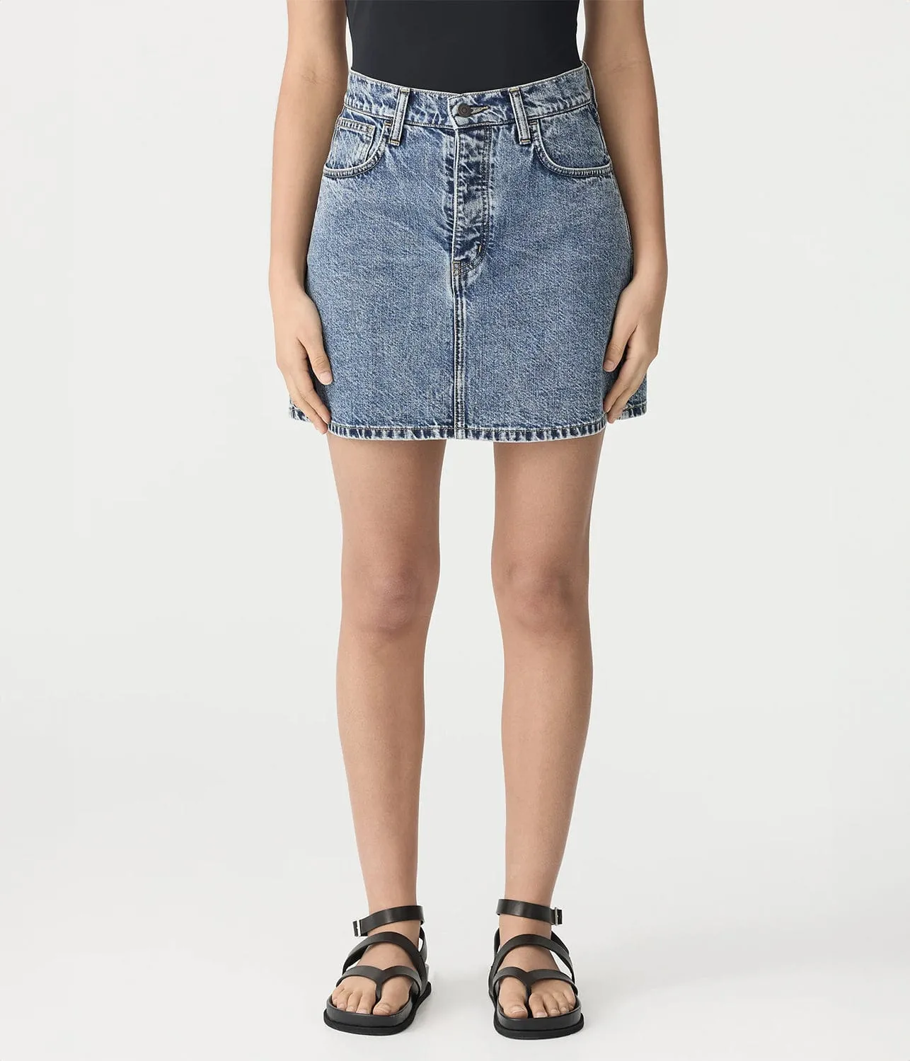 DENIM MINI SKIRT- CLASSIC STONE WASH