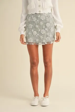 DIANE FLORAL EMBELLISHED MINI SKIRT