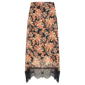 Esqualo - Floral Skirt With Lace