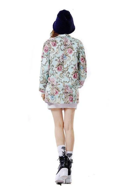 FINAL SALE Limited edition jacquard vintage embroidered pastel blue blazer- Hanako