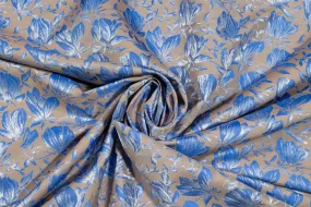 Floral Jacquard - Blue / Taupe