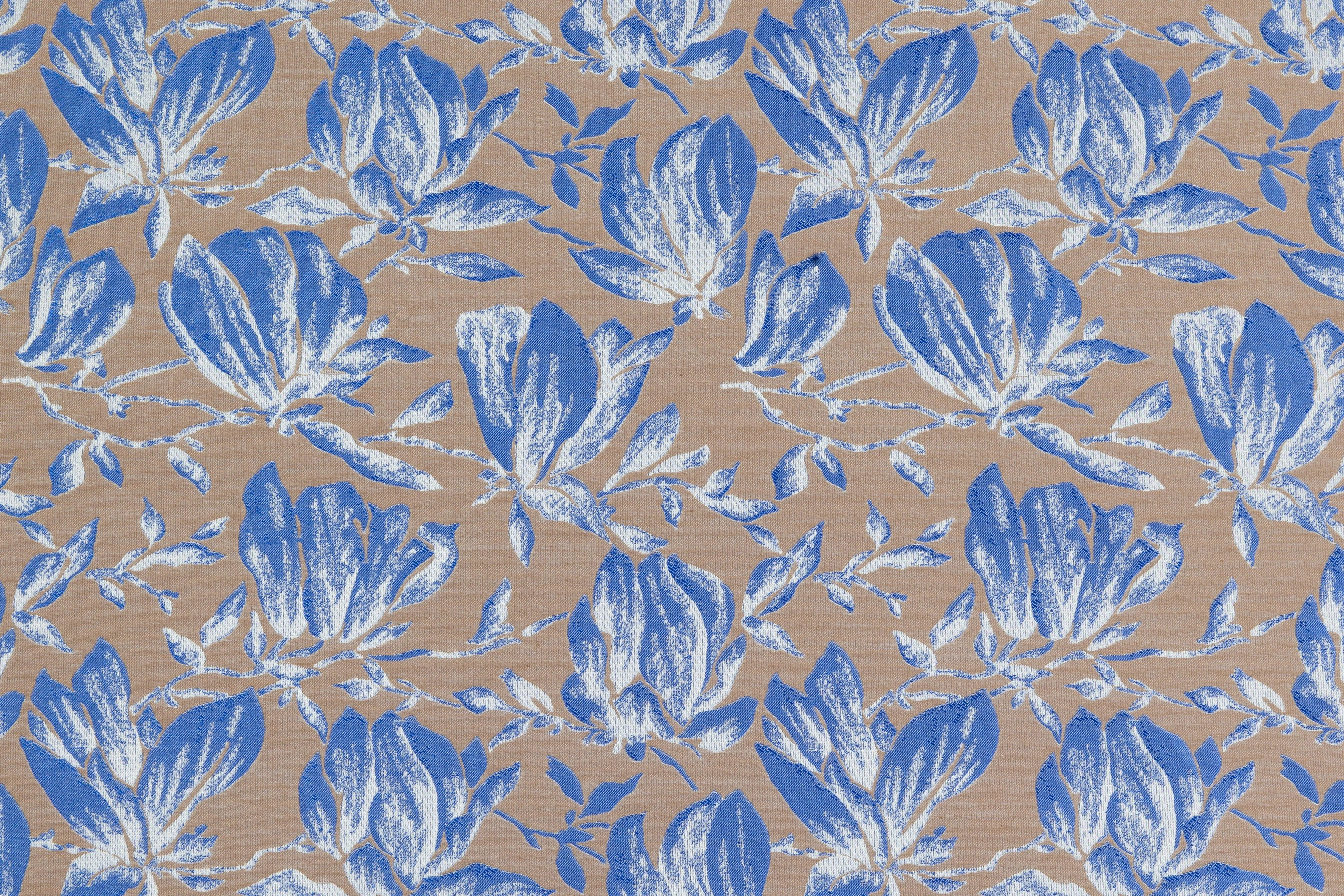 Floral Jacquard - Blue / Taupe