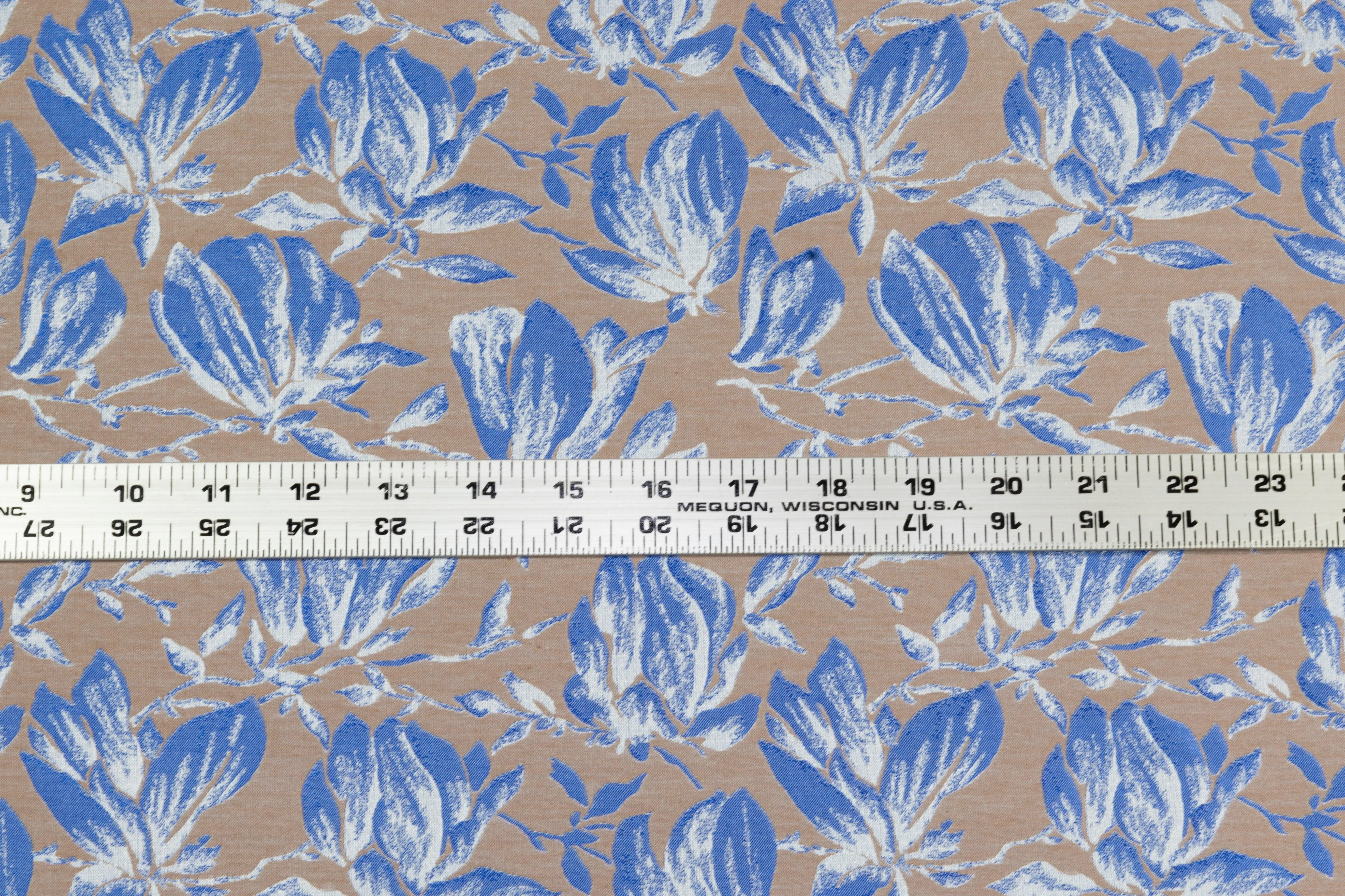 Floral Jacquard - Blue / Taupe