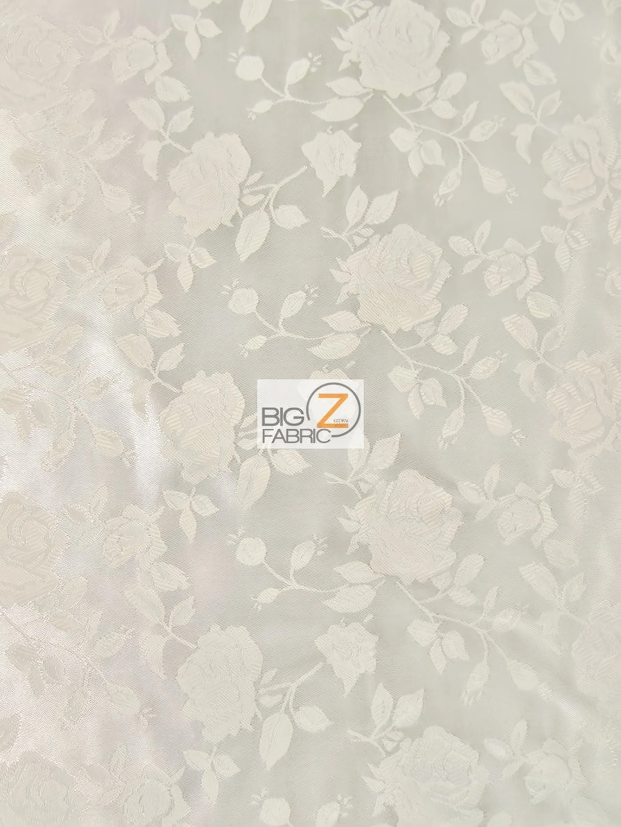 Floral Rose Jacquard Satin Fabric / Ivory / Sold By The Yard