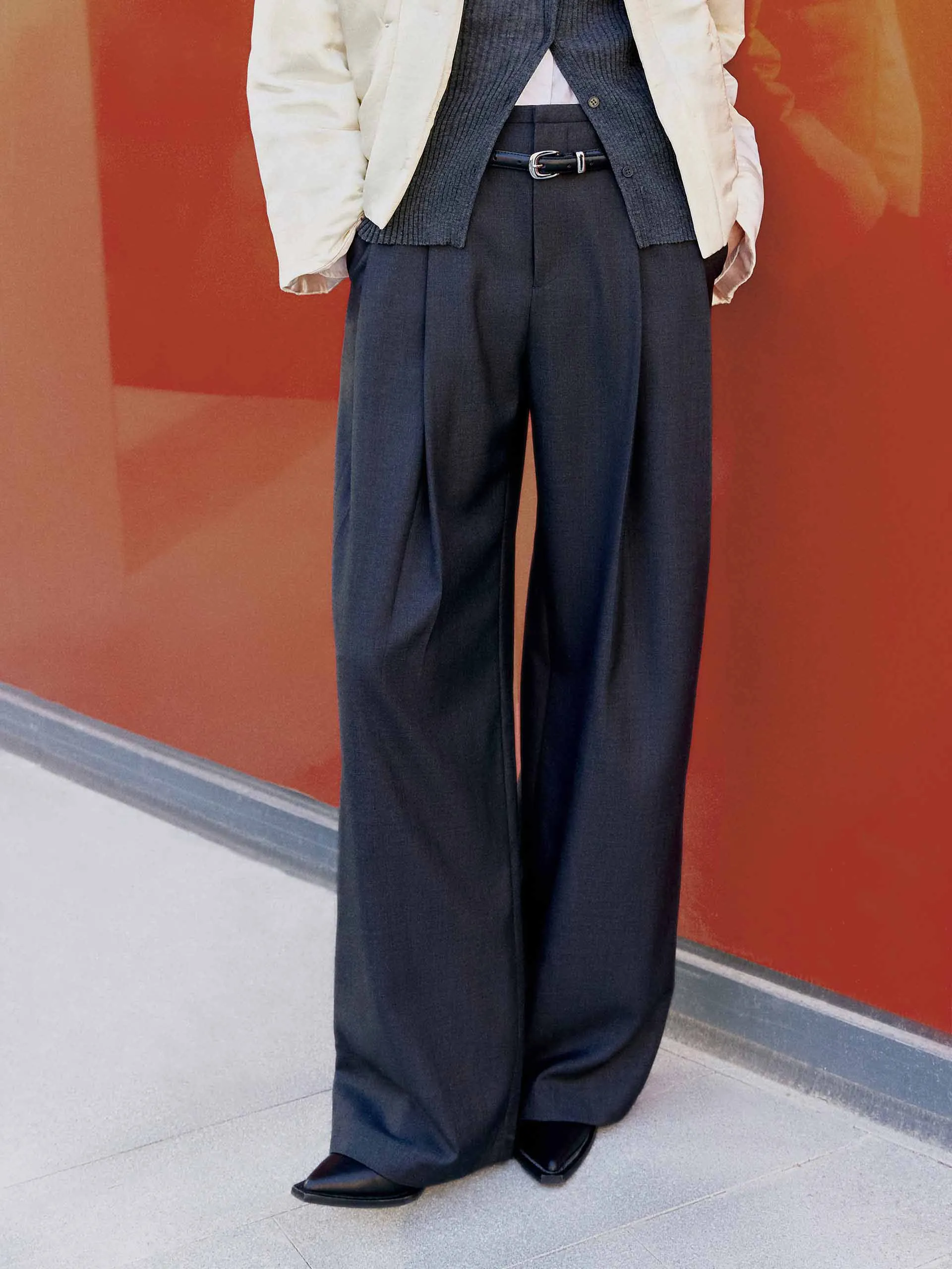 Front Pleated Relaxed Pants