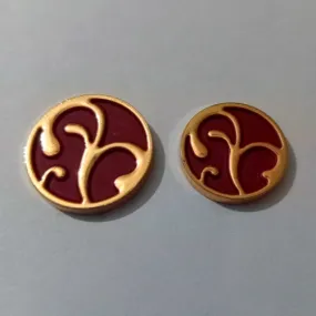 Golden Maroon Unique Design Buttons