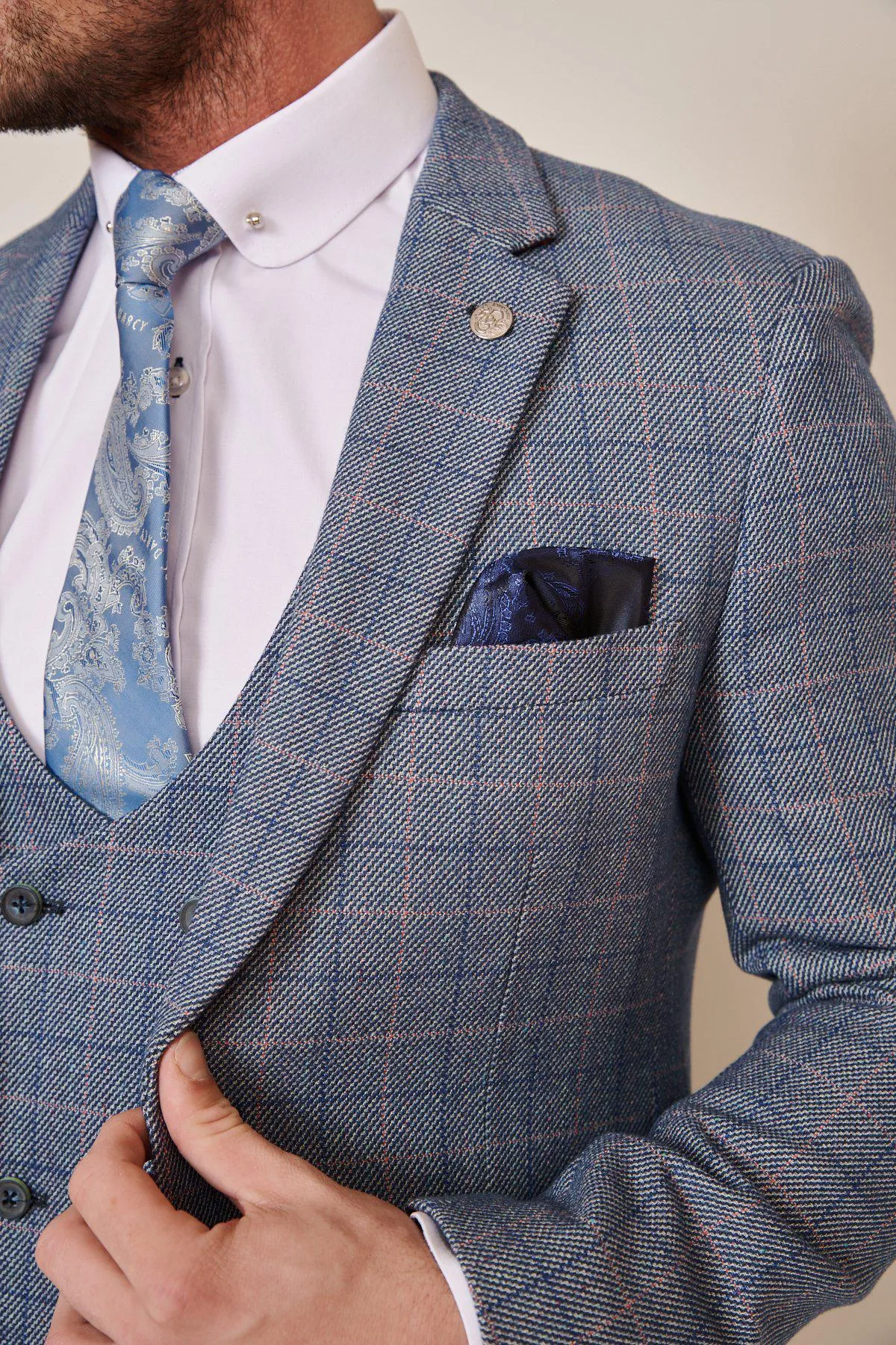 HARRY - Blue Tweed Check Blazer