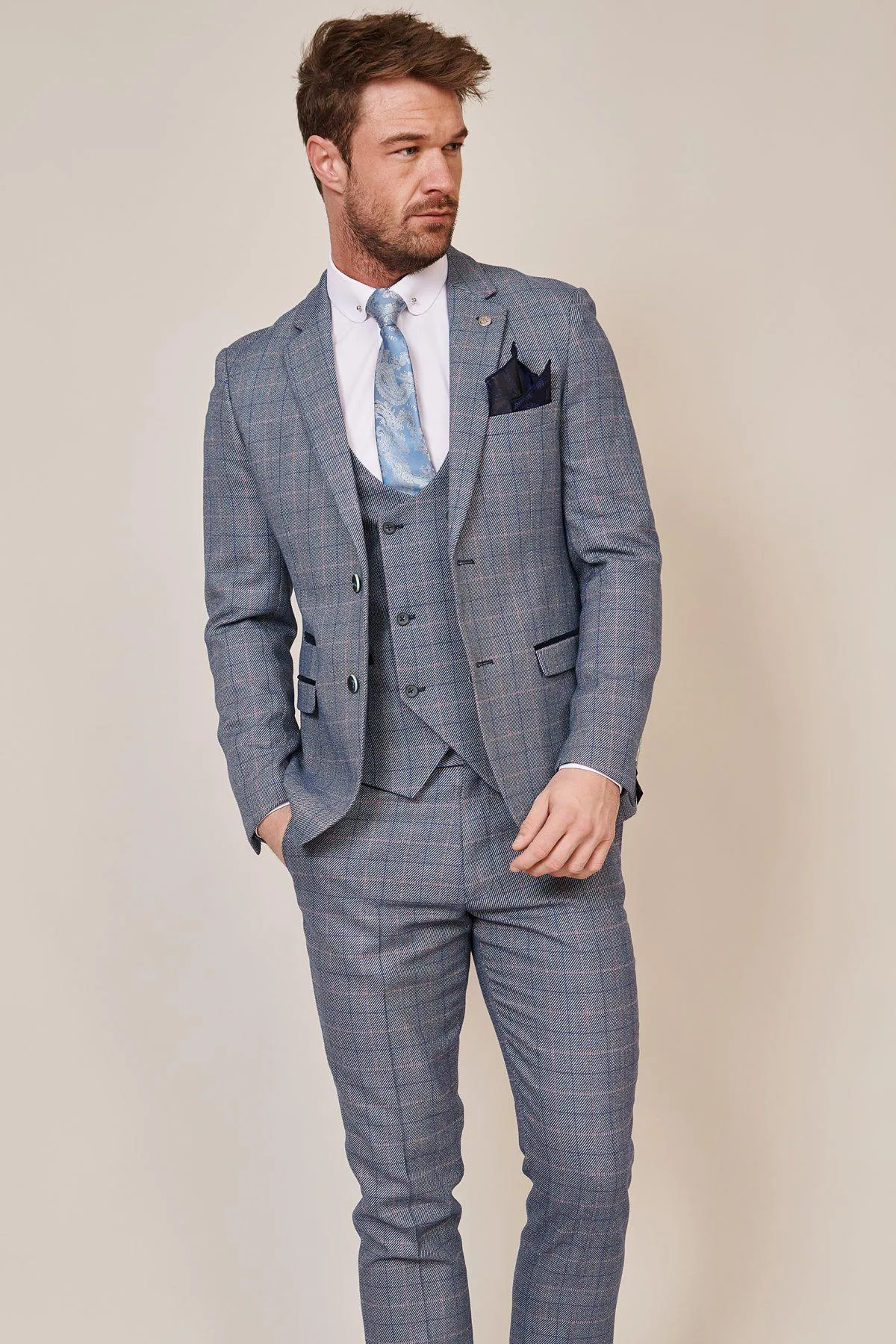 HARRY - Blue Tweed Check Blazer