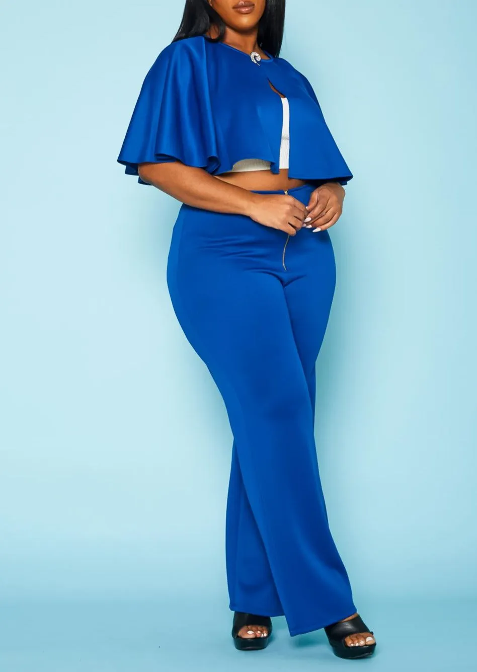 HI Curvy Plus Size Cloak & Straight Pants Set