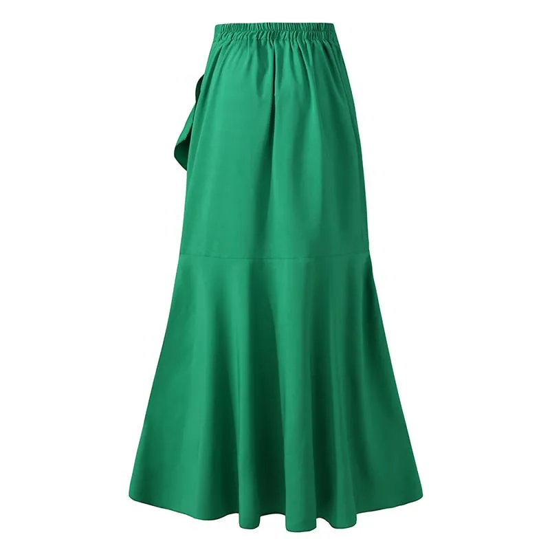 High Waist Belted Ruffles Skirt