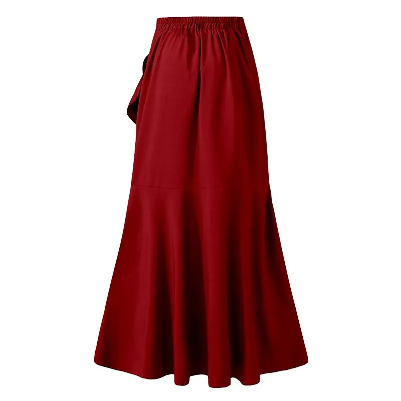 High Waist Belted Ruffles Skirt