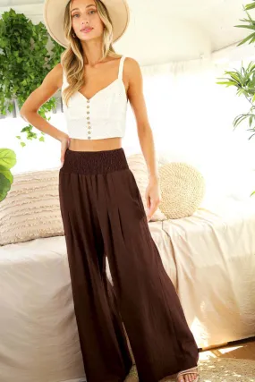 High Waist Smocked Relaxed Pants