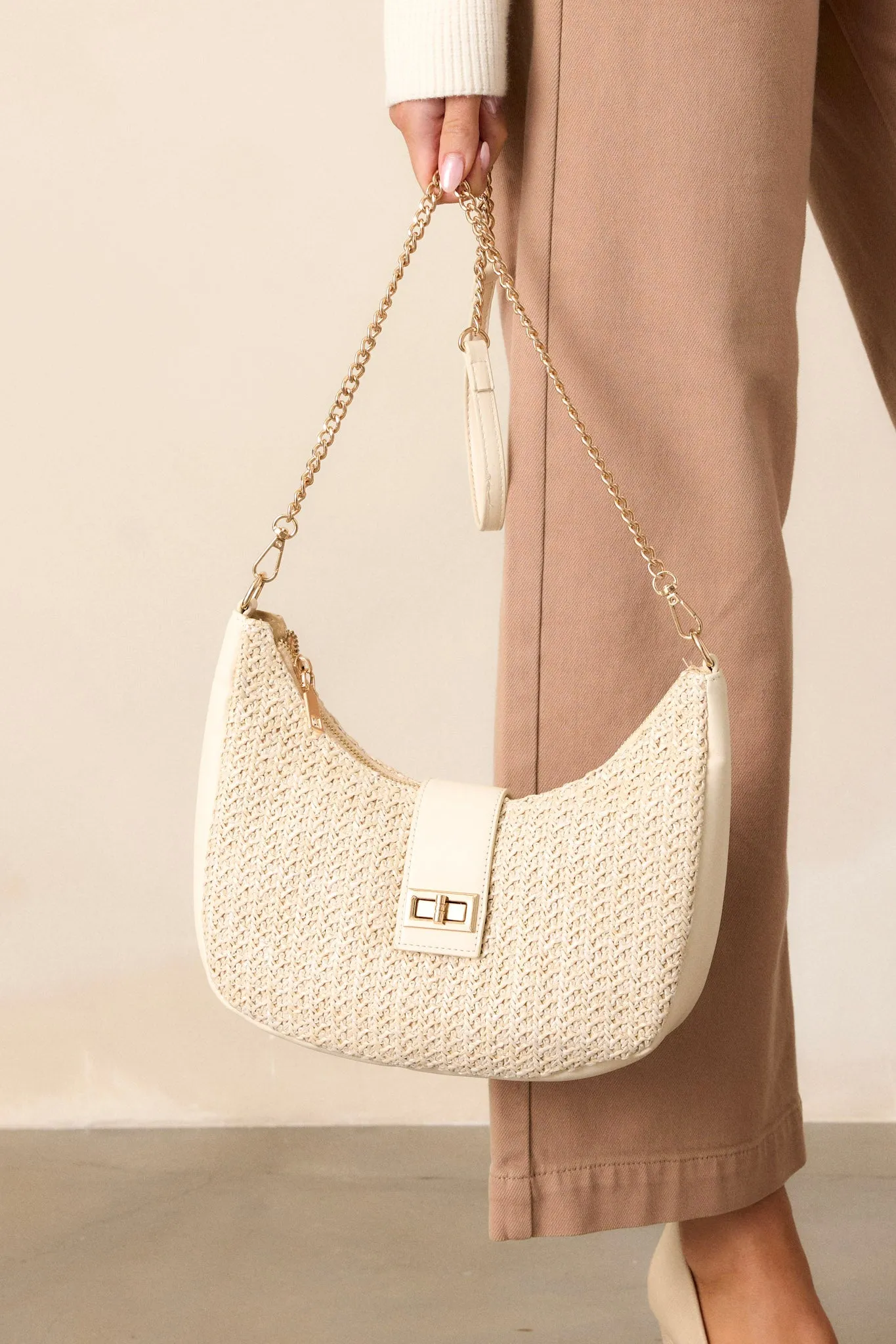 I Don't Chase Ivory Woven Handbag