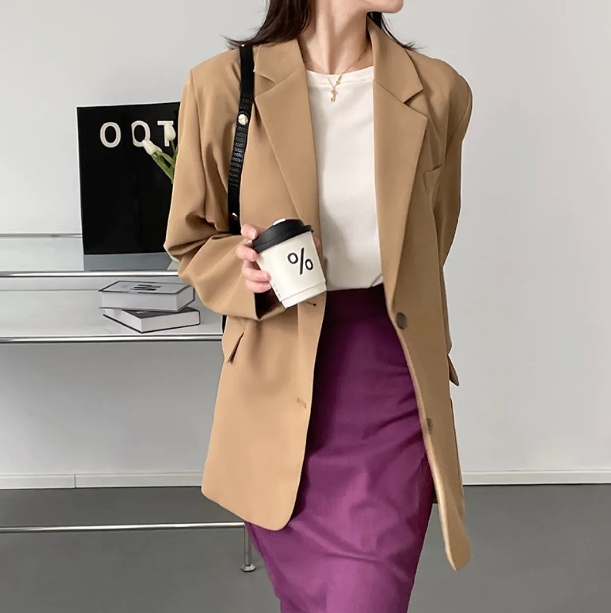 [Korean Style] High Quality Minimalistic Loose Fit Pastel Padded Blazer