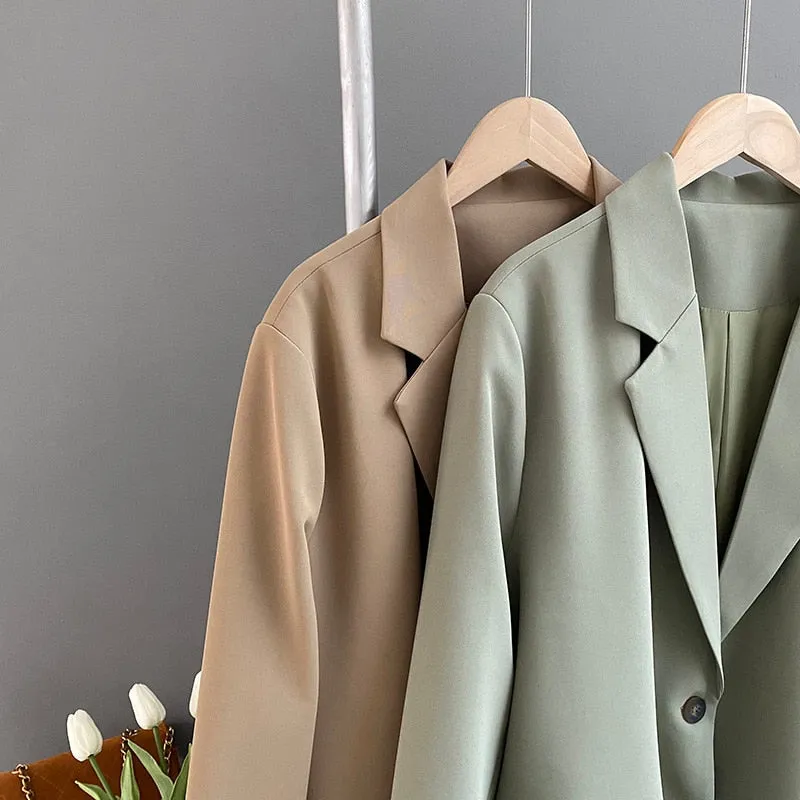 [Korean Style] High Quality Minimalistic Loose Fit Pastel Padded Blazer