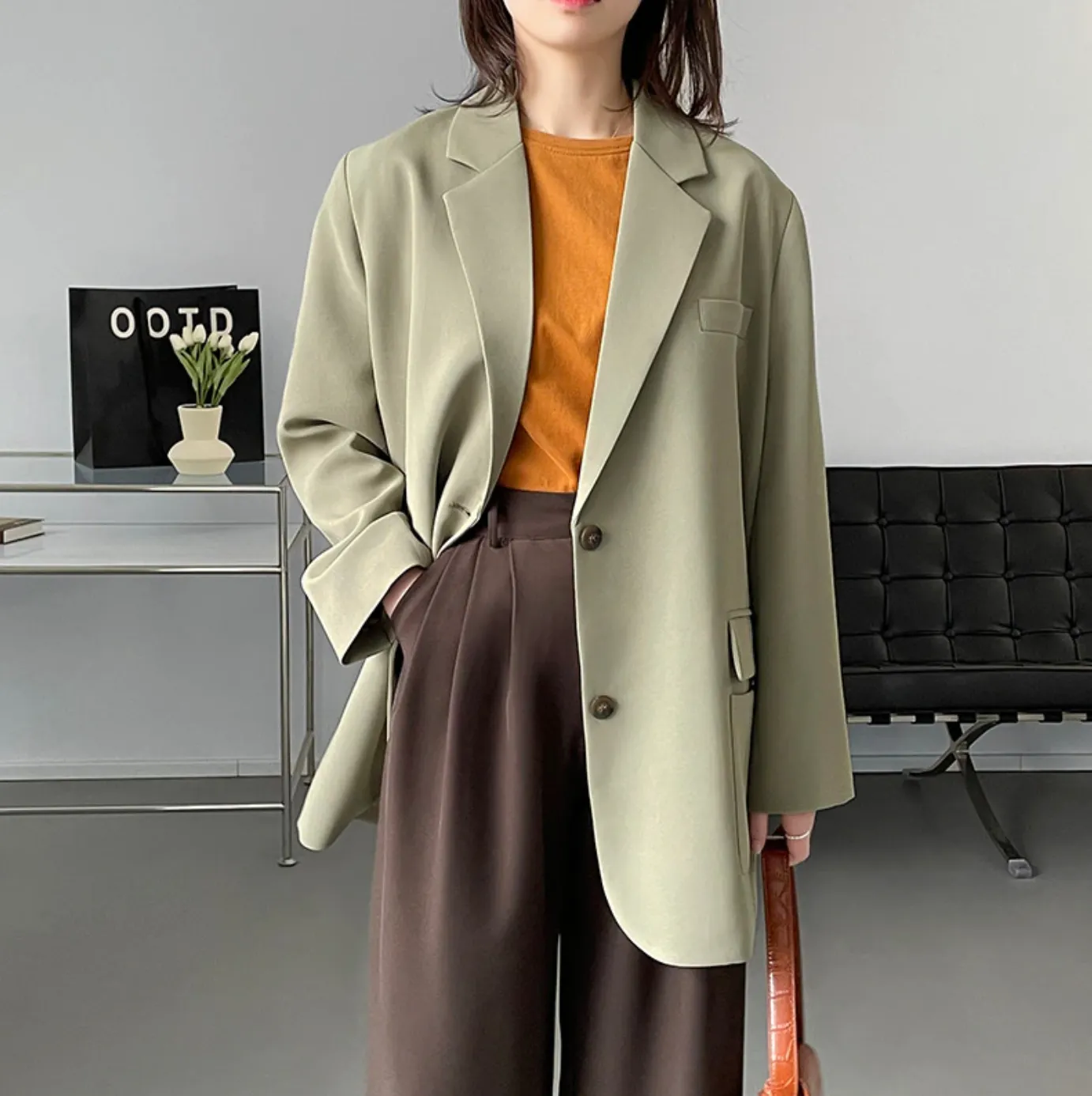 [Korean Style] High Quality Minimalistic Loose Fit Pastel Padded Blazer