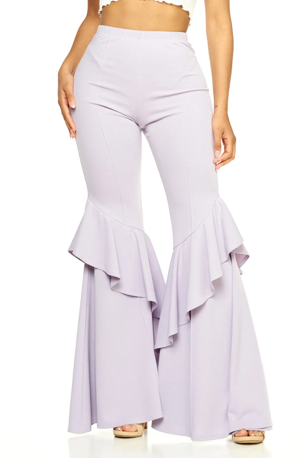 Lavender Flares Into Bell Bottoms Ruffles Pants