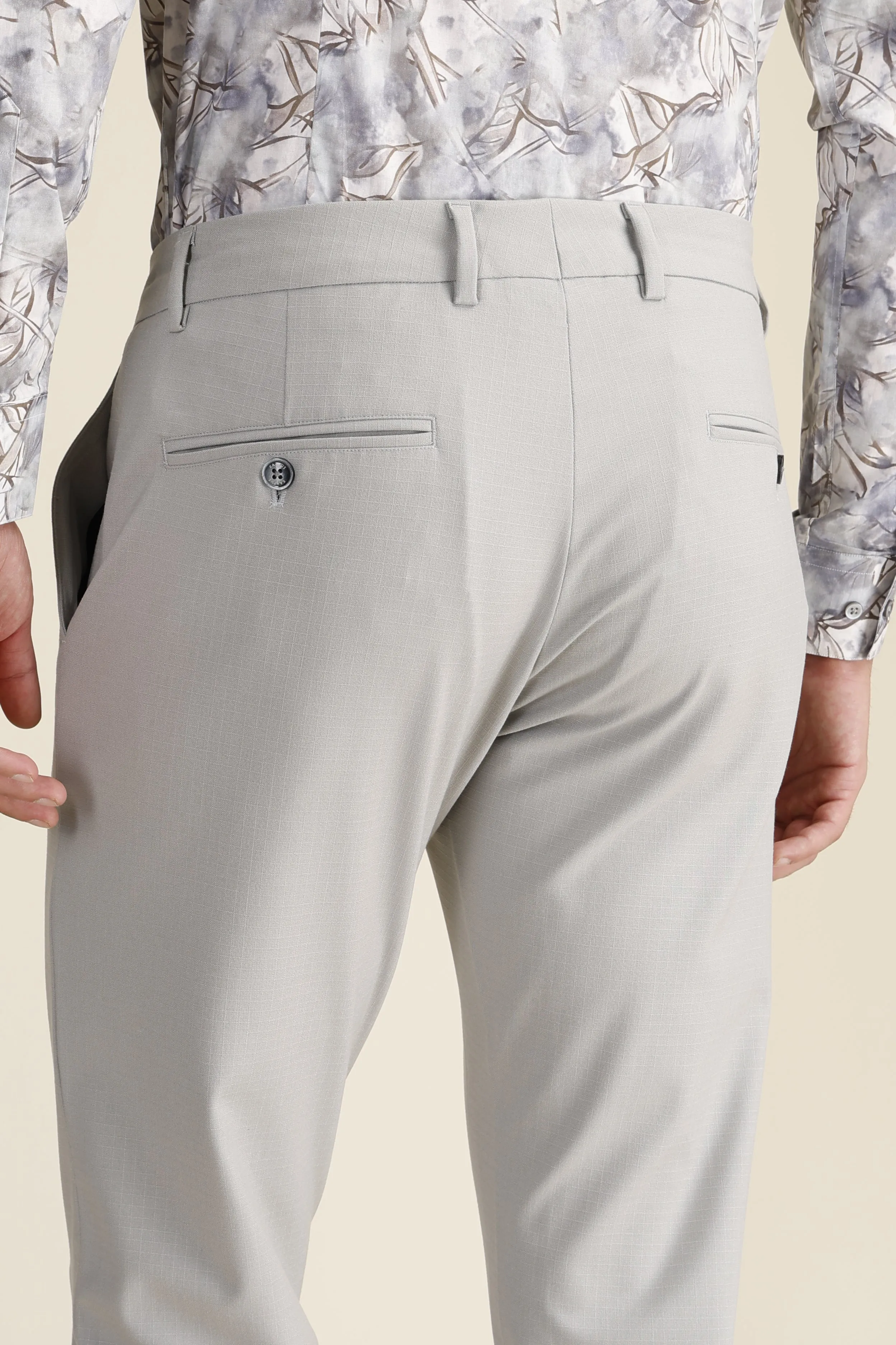 Light Grey Check Formal Trousers