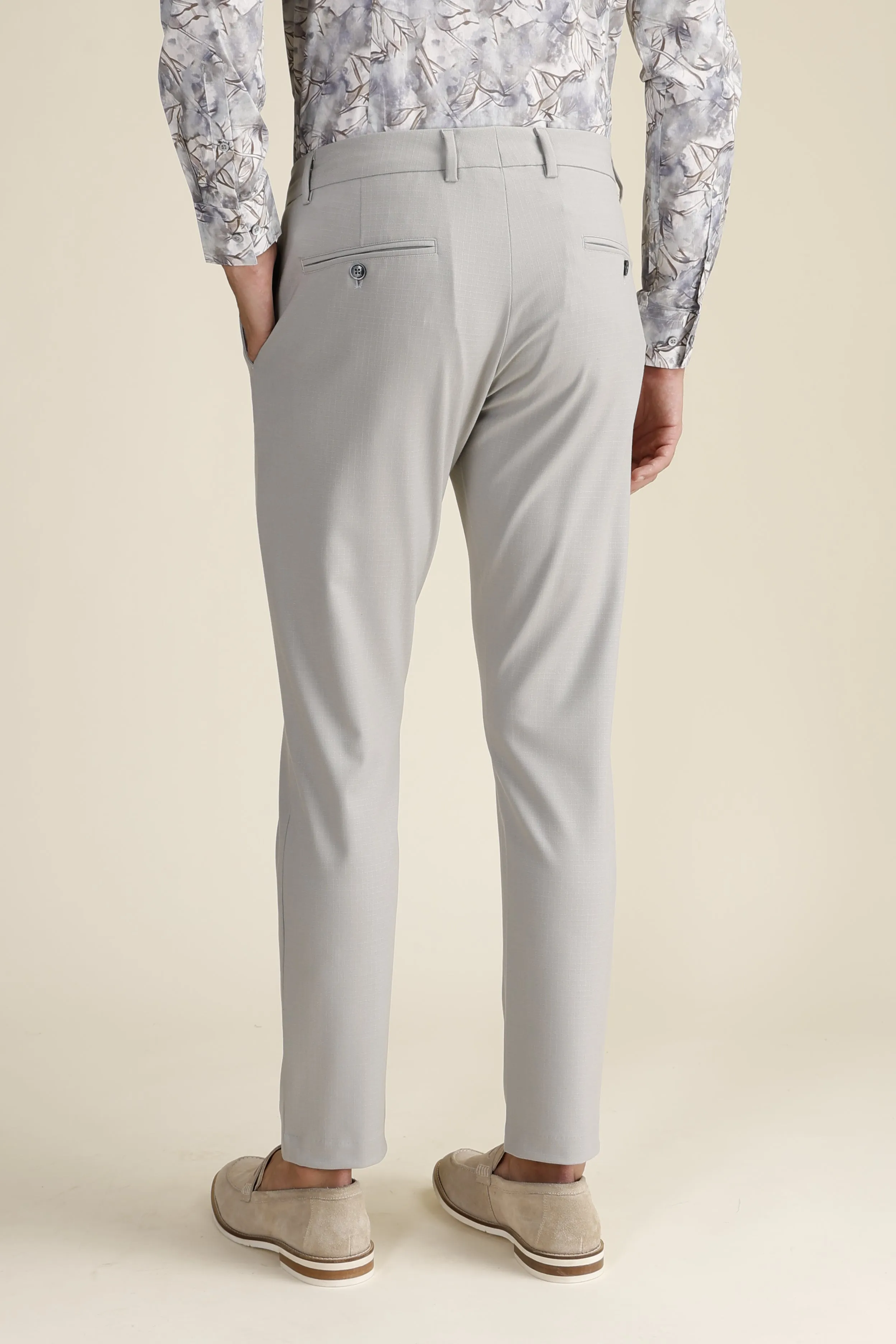 Light Grey Check Formal Trousers