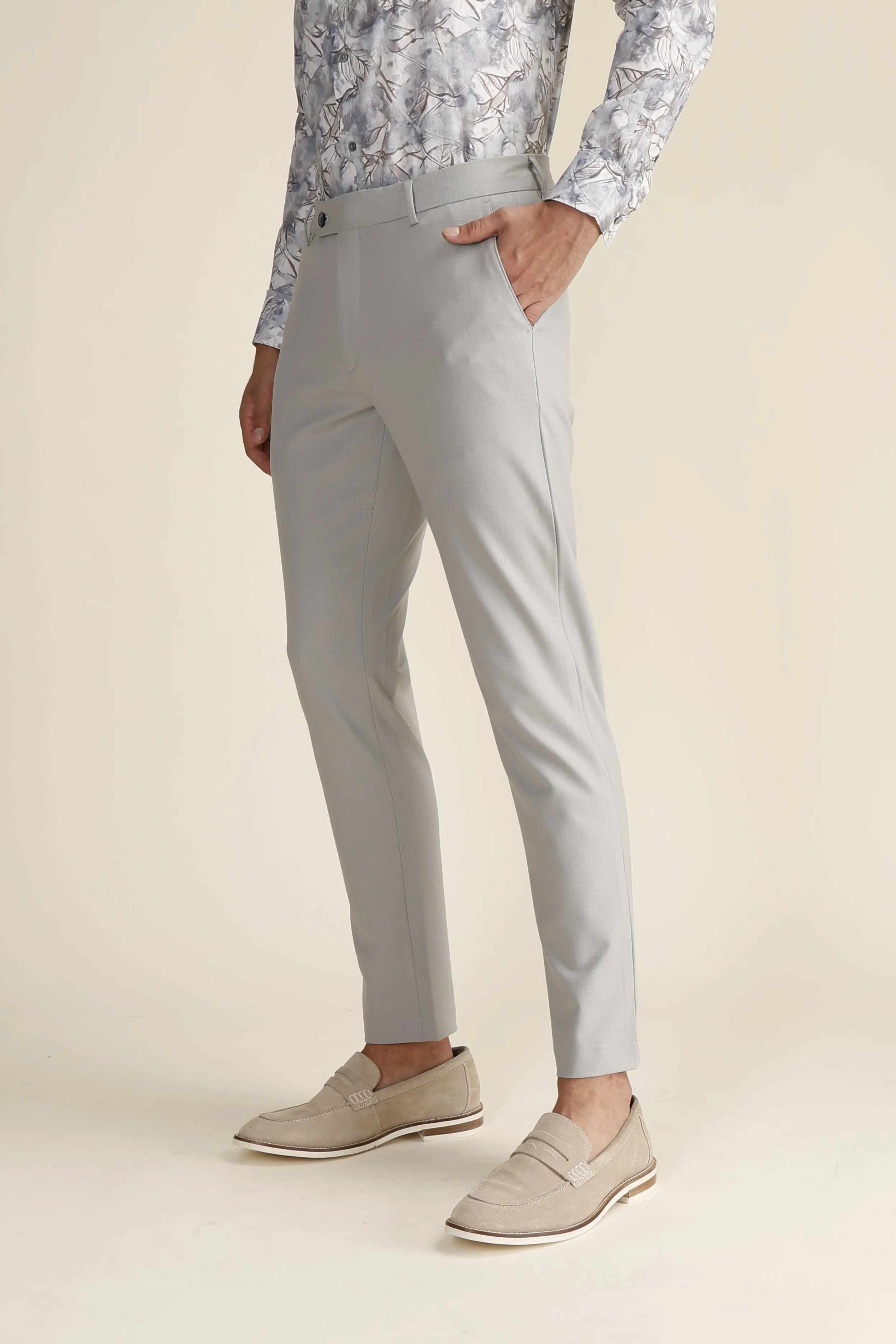 Light Grey Check Formal Trousers