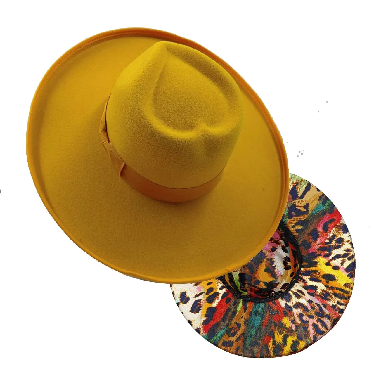 Lucky Love Heart Fedora Hats 10cm Wide Brim