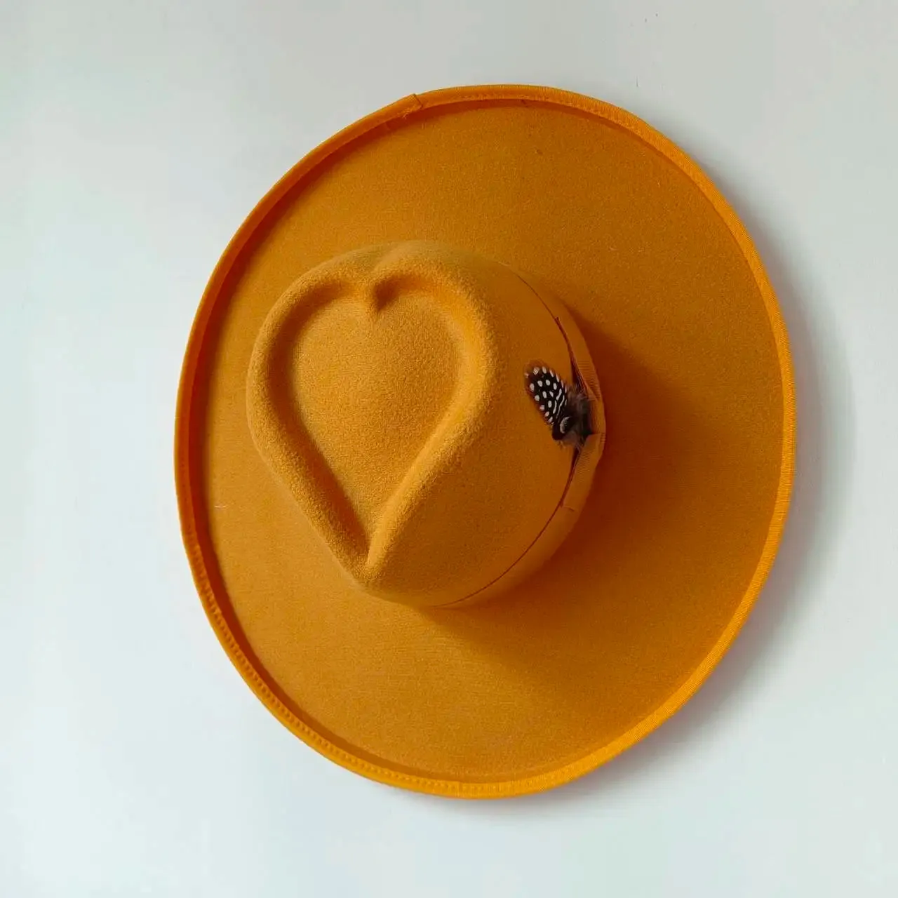 Lucky Love Heart Fedora Hats 10cm Wide Brim