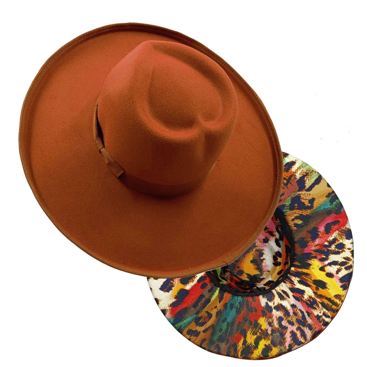 Lucky Love Heart Fedora Hats 10cm Wide Brim