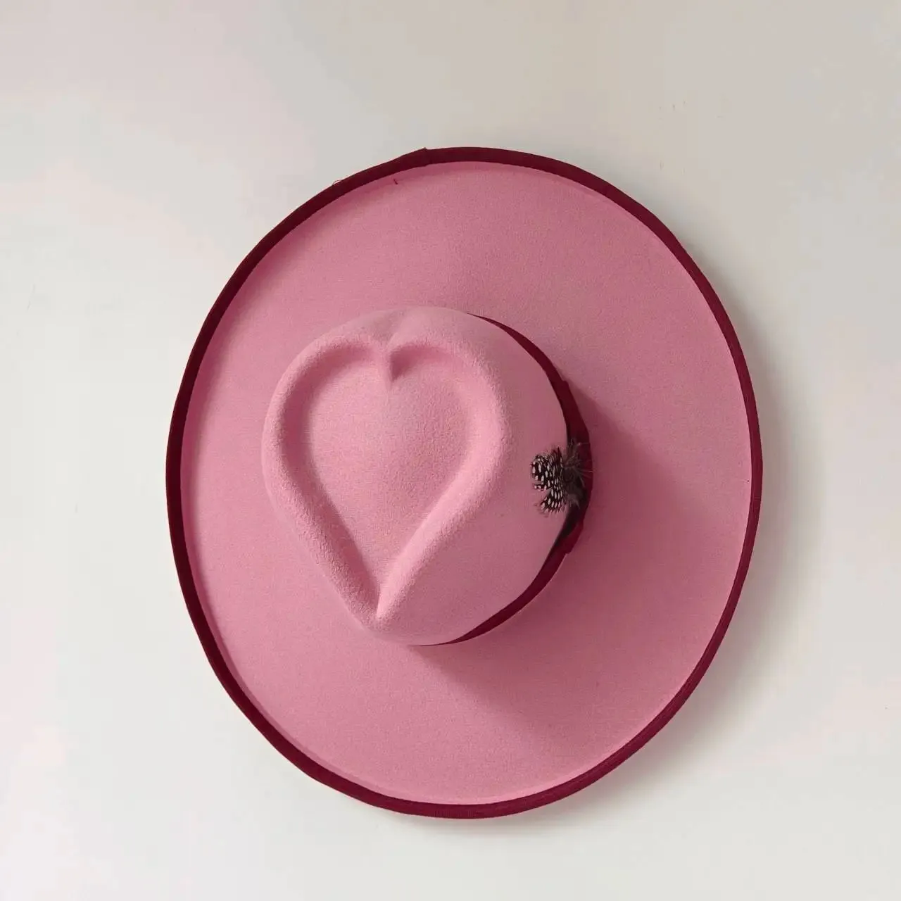 Lucky Love Heart Fedora Hats 10cm Wide Brim