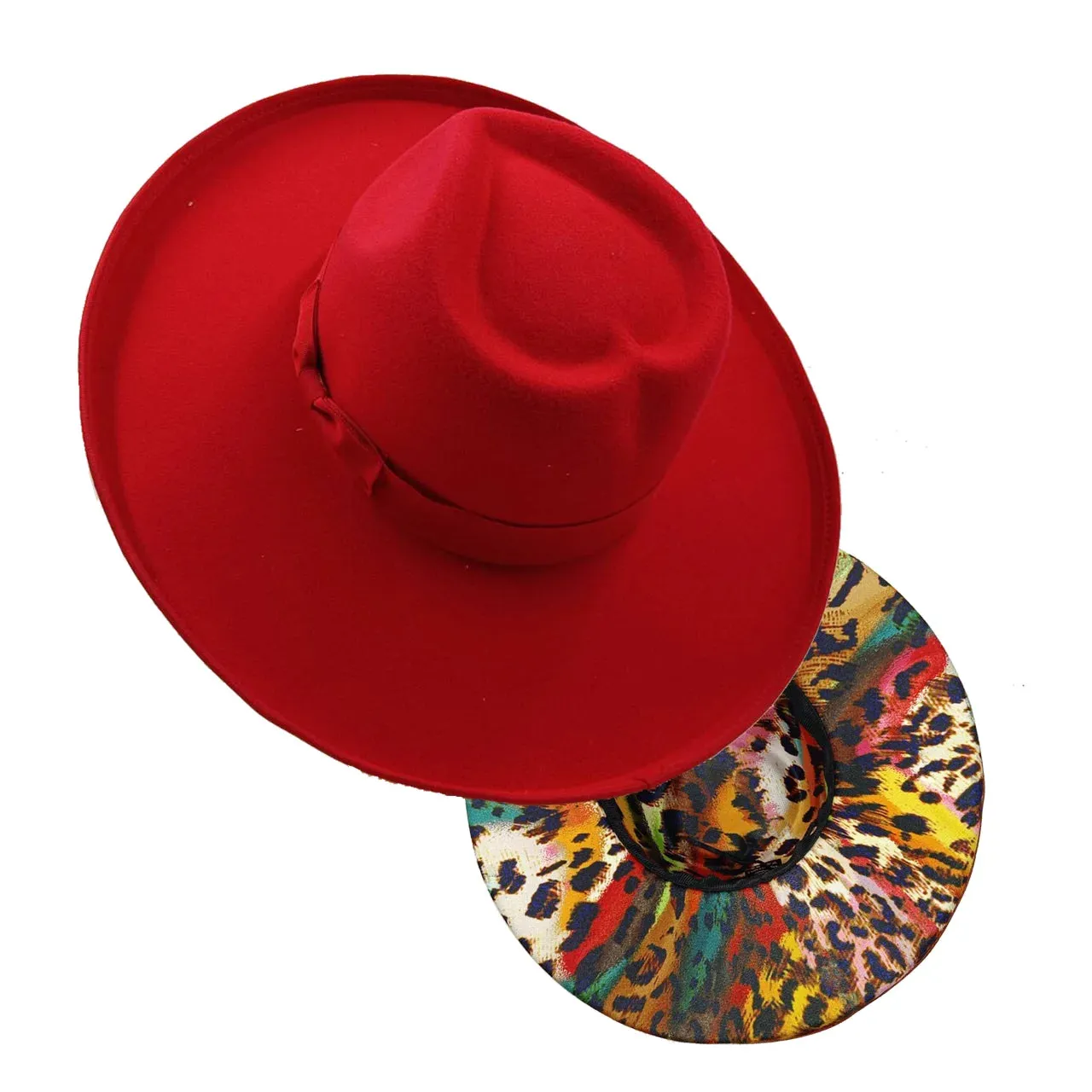 Lucky Love Heart Fedora Hats 10cm Wide Brim