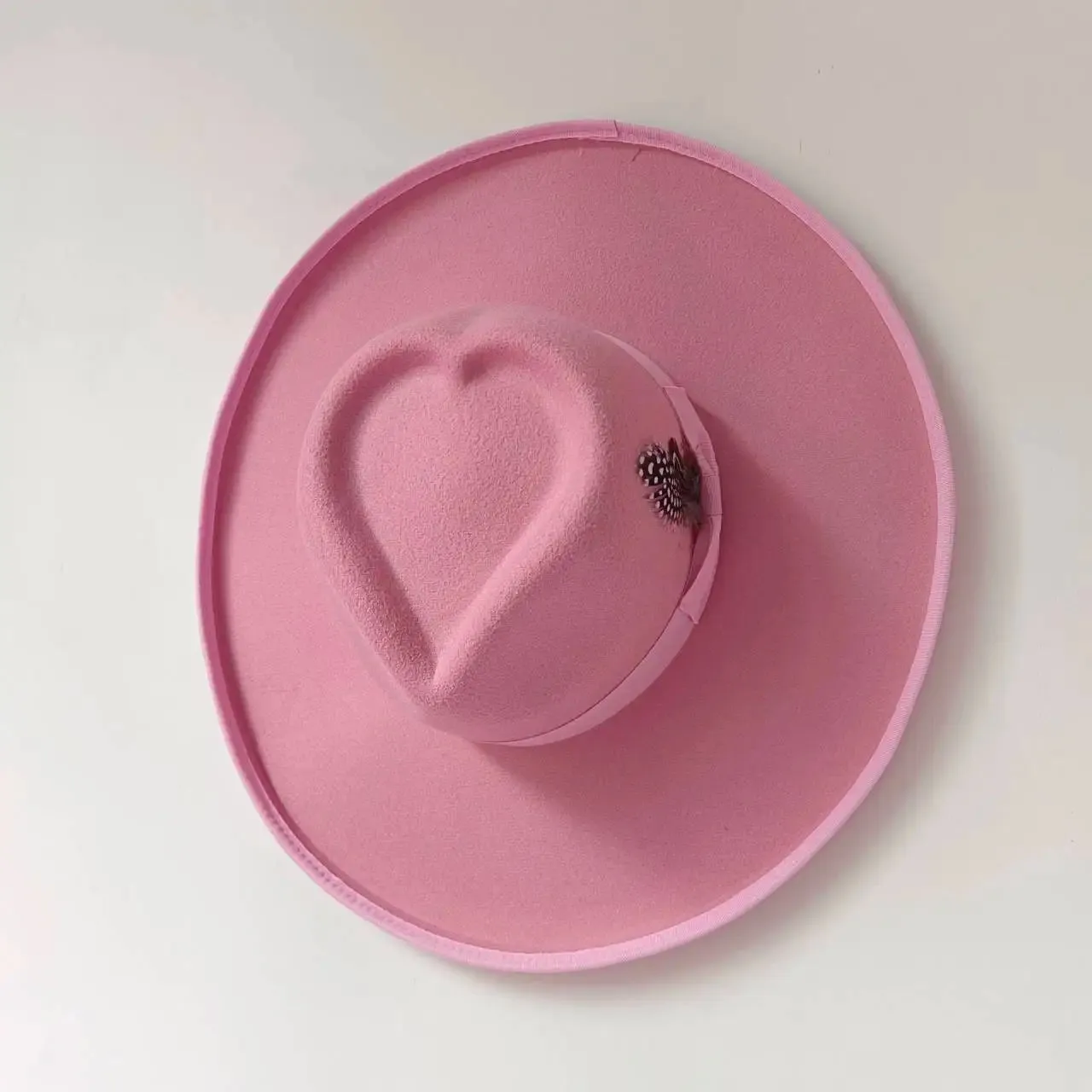 Lucky Love Heart Fedora Hats 10cm Wide Brim